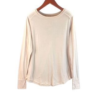 Urban Daizy Long sleeve crew scoop neck tunic shirt top tan Womens Medium